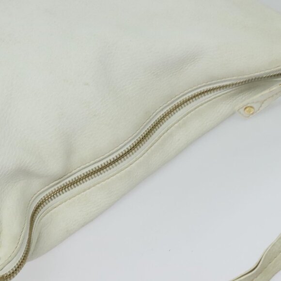 CELINE Shoulder Bag Leather White Auth fm4520 - Picture 6 of 14